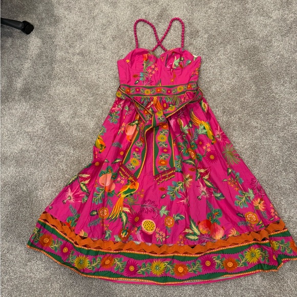 FARM Rio Dresses & Skirts - FARM Rio Pink Tropical Leaf and Floral Maxi Dress NWT